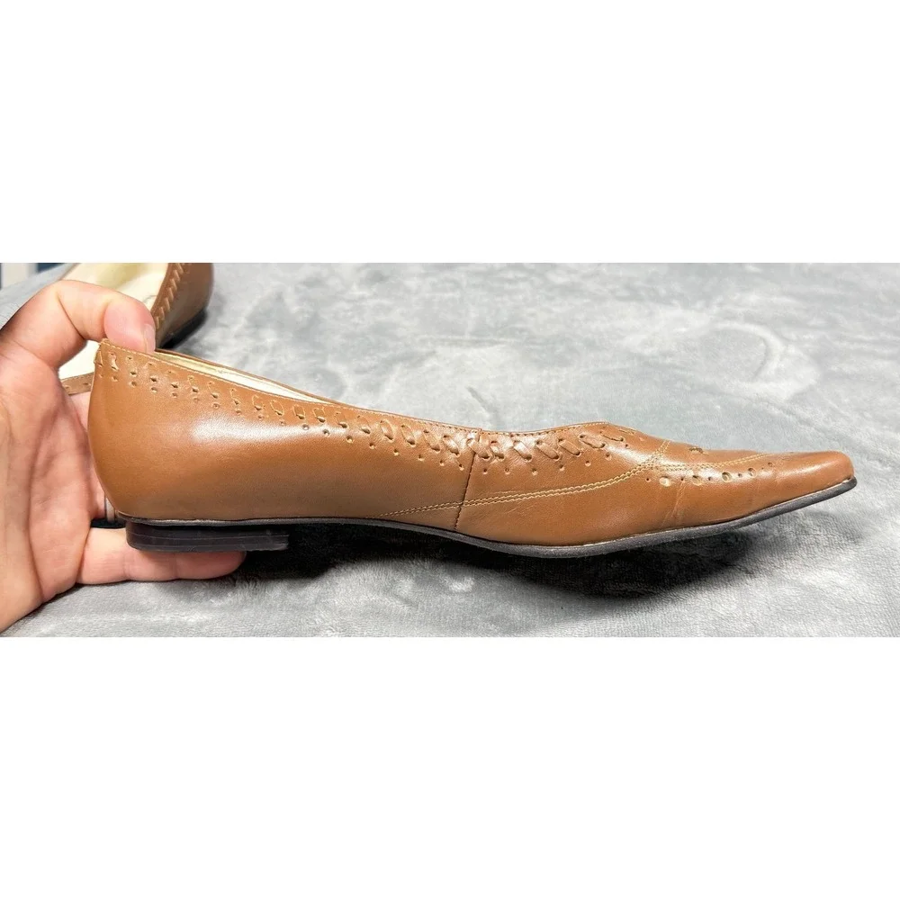 Naturalizer Festival Flats Womens 8 W Brown Leather Cutout Pointed Toe
